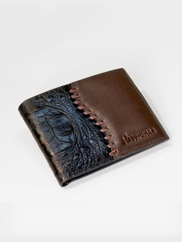 Luxury Short wallet – Black crocodile pattern and Brown With Flip